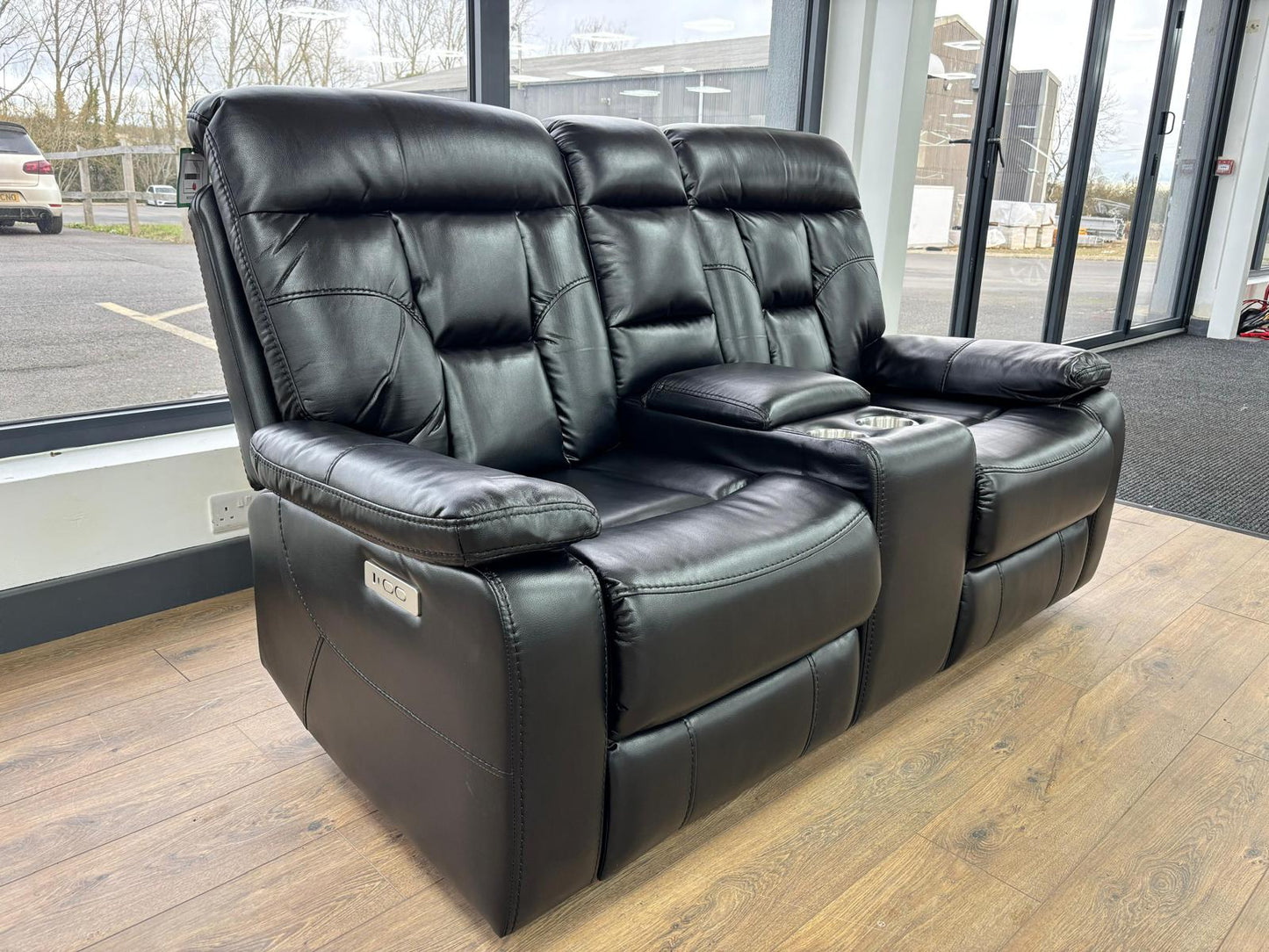 Florian 3+2+1 Black Leather Recliner Sofa
