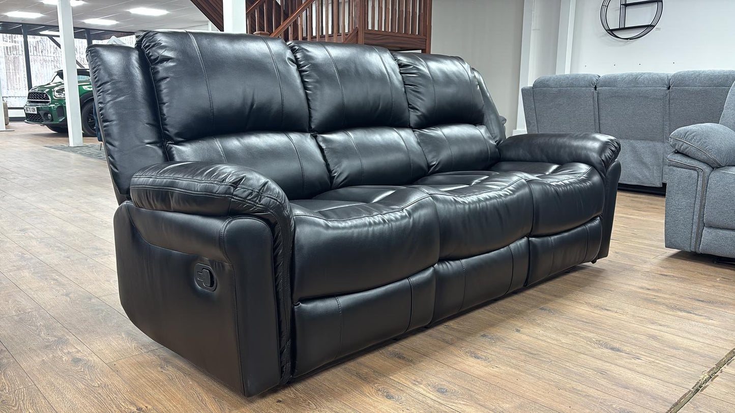 Amberley 3+2+1 Black Leather Recliner Sofa