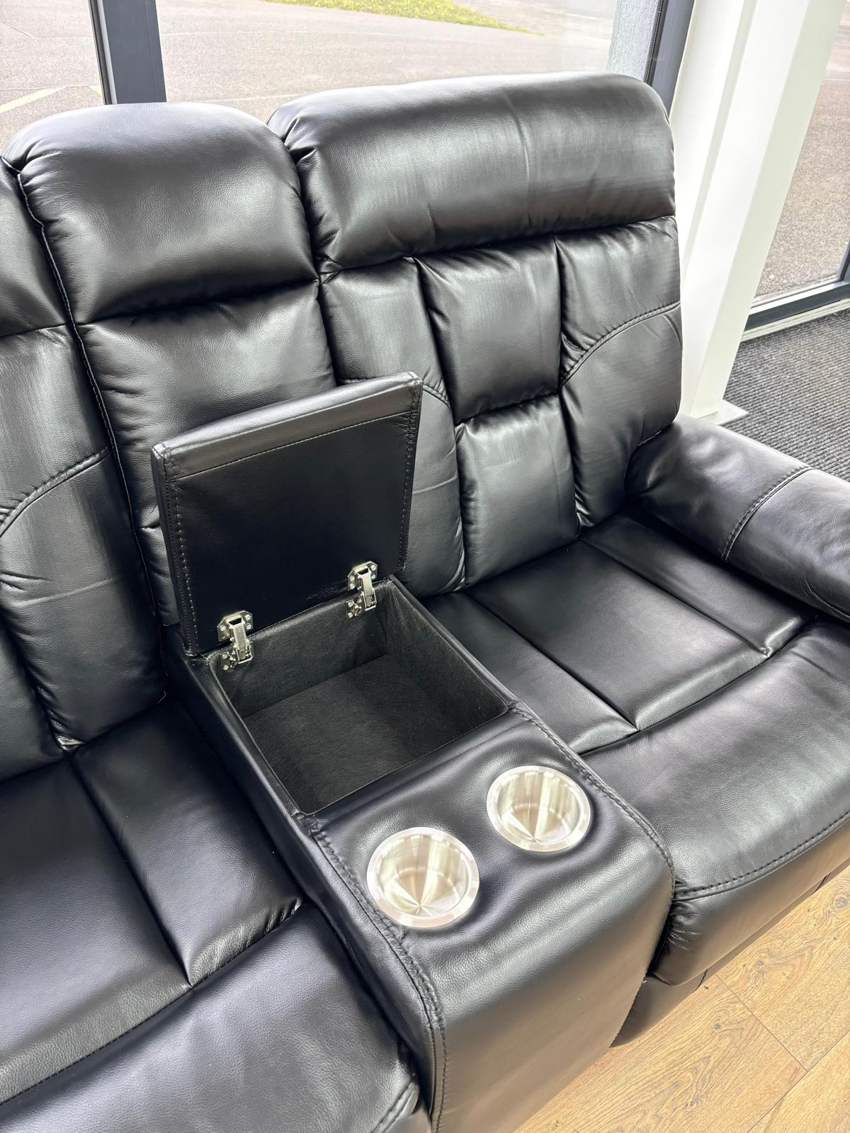 Florian 3+2+1 Black Leather Recliner Sofa
