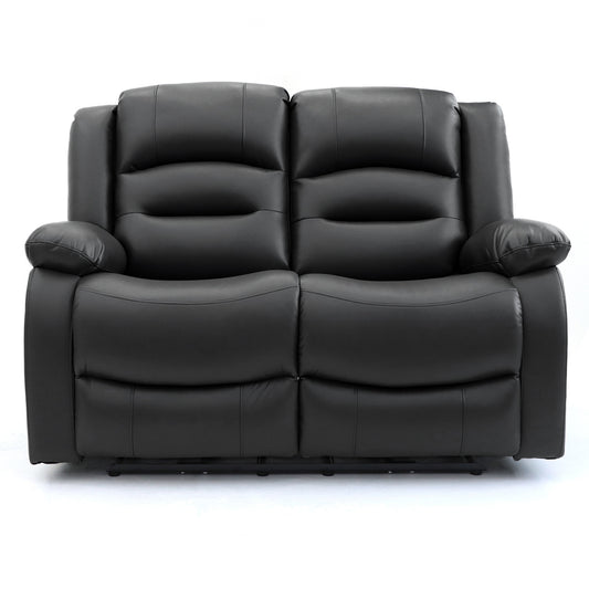 Alva Black Leather 3 and 2 Seater Cinema Recliner Sofa