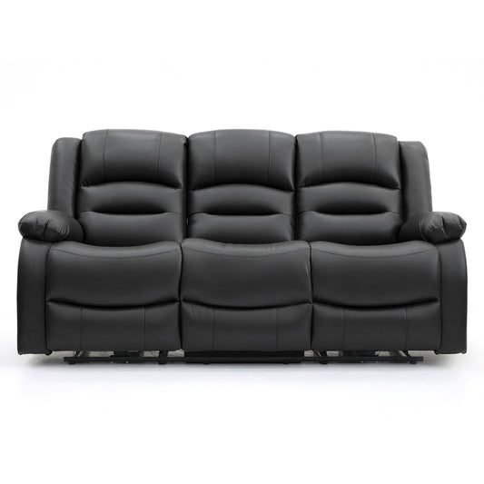 Alva Black Leather 3 and 2 Seater Cinema Recliner Sofa