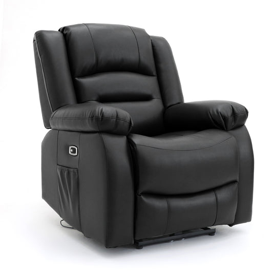 Alva Black Leather Cinema Recliner Armchair