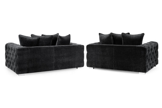 Ankara Grey Velvet 3 Seater and 2 Seater Sofa Set