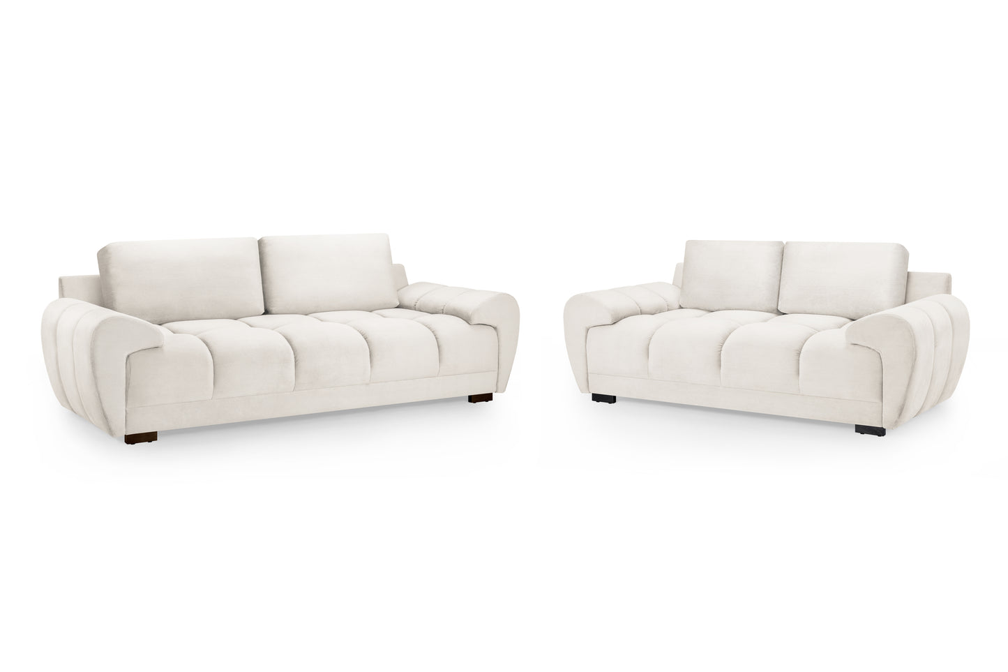 Azzuro Cream Velvet 3 Seater and 2 Seater Sofa Set