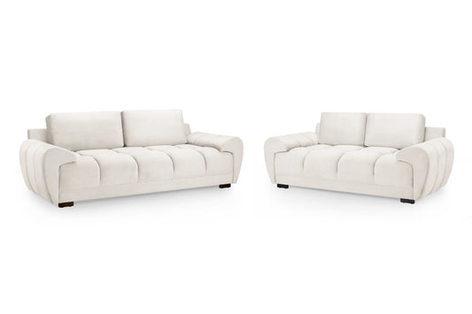 Azzuro Cream Velvet 3 Seater and 2 Seater Sofa Set
