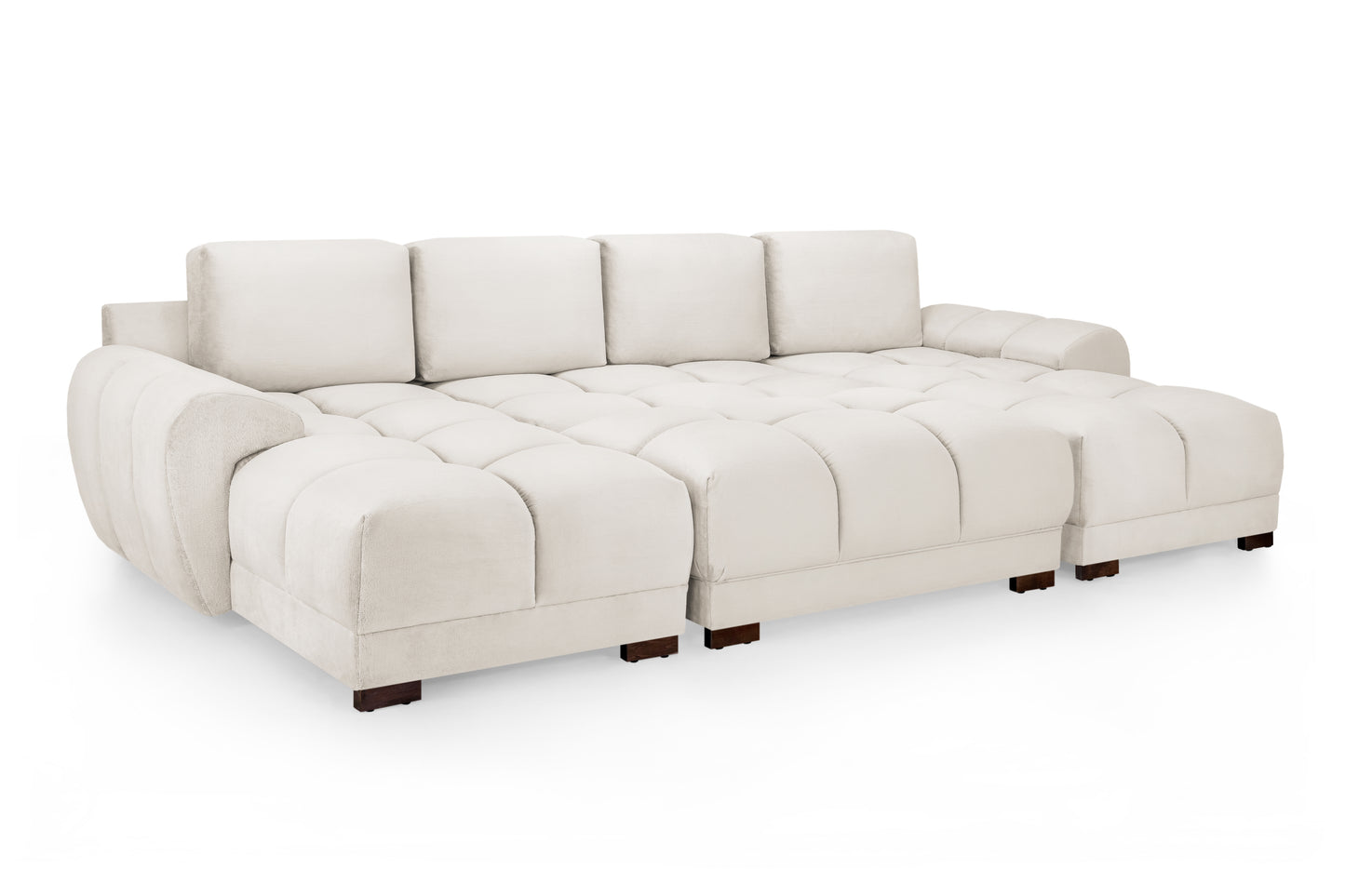 Azzuro Cream Velvet U Shape Corner Sofa