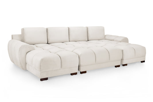 Azzuro Cream Velvet U Shape Corner Sofa