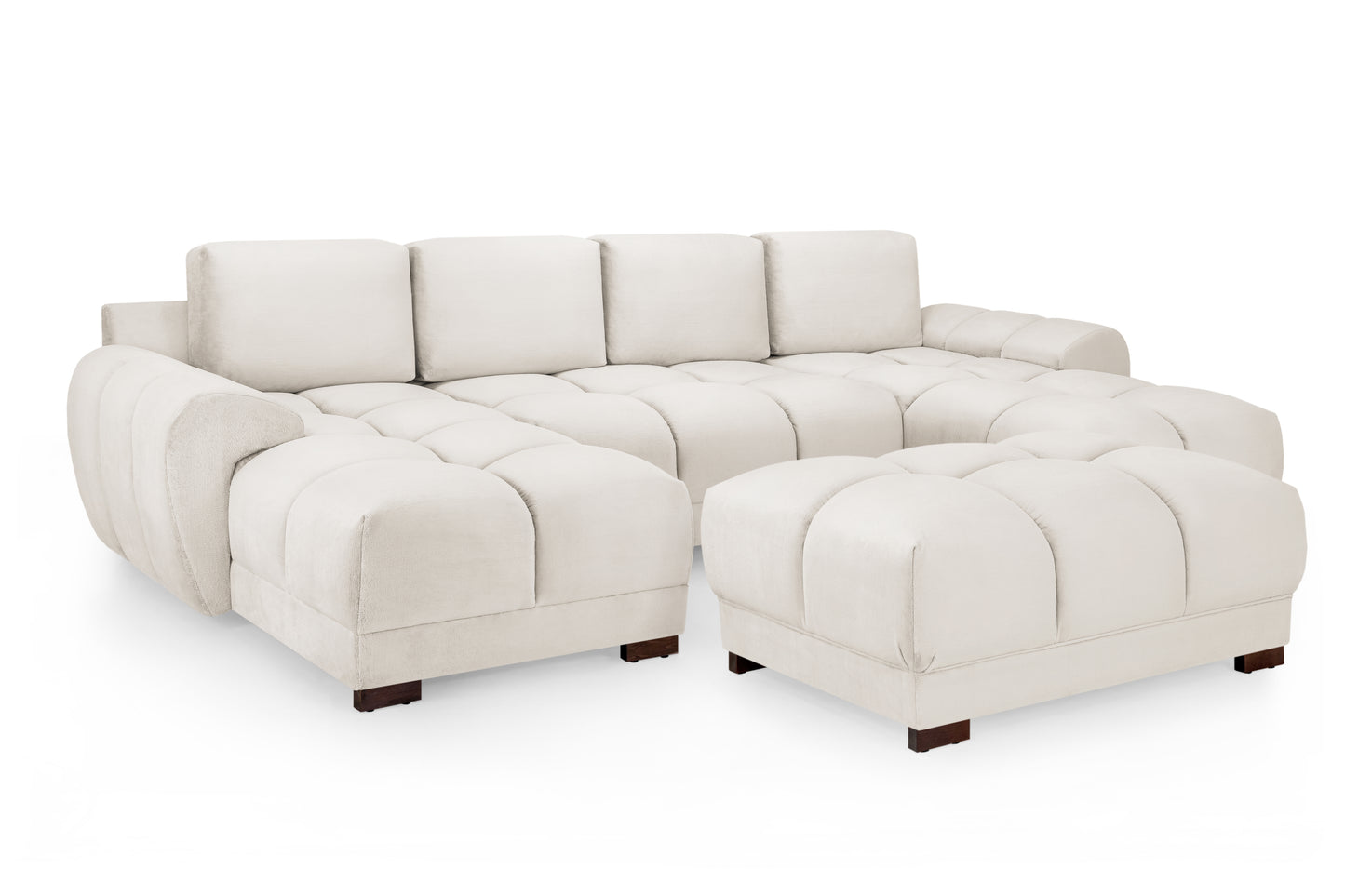 Azzuro Cream Velvet U Shape Corner Sofa