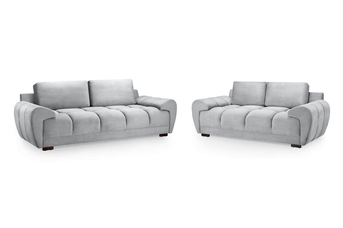 Azzuro Grey Velvet 3 Seater and 2 Seater Sofa Set