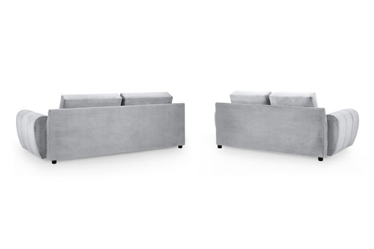 Azzuro Grey Velvet 3 Seater and 2 Seater Sofa Set