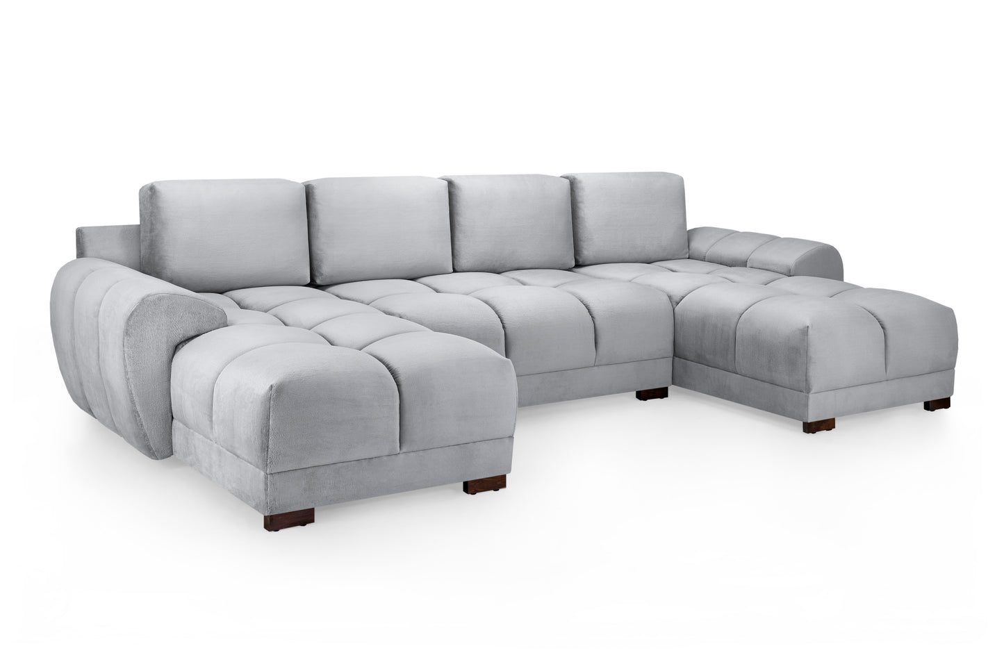 Azzuro Grey Velvet U Shape Corner Sofa