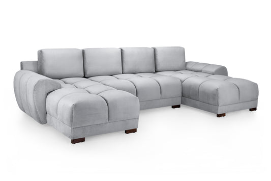 Azzuro Grey Velvet U Shape Corner Sofa
