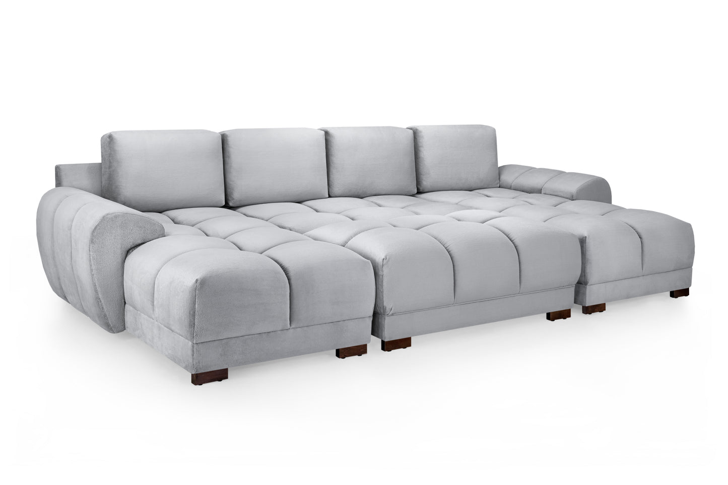 Azzuro Grey Velvet U Shape Corner Sofa