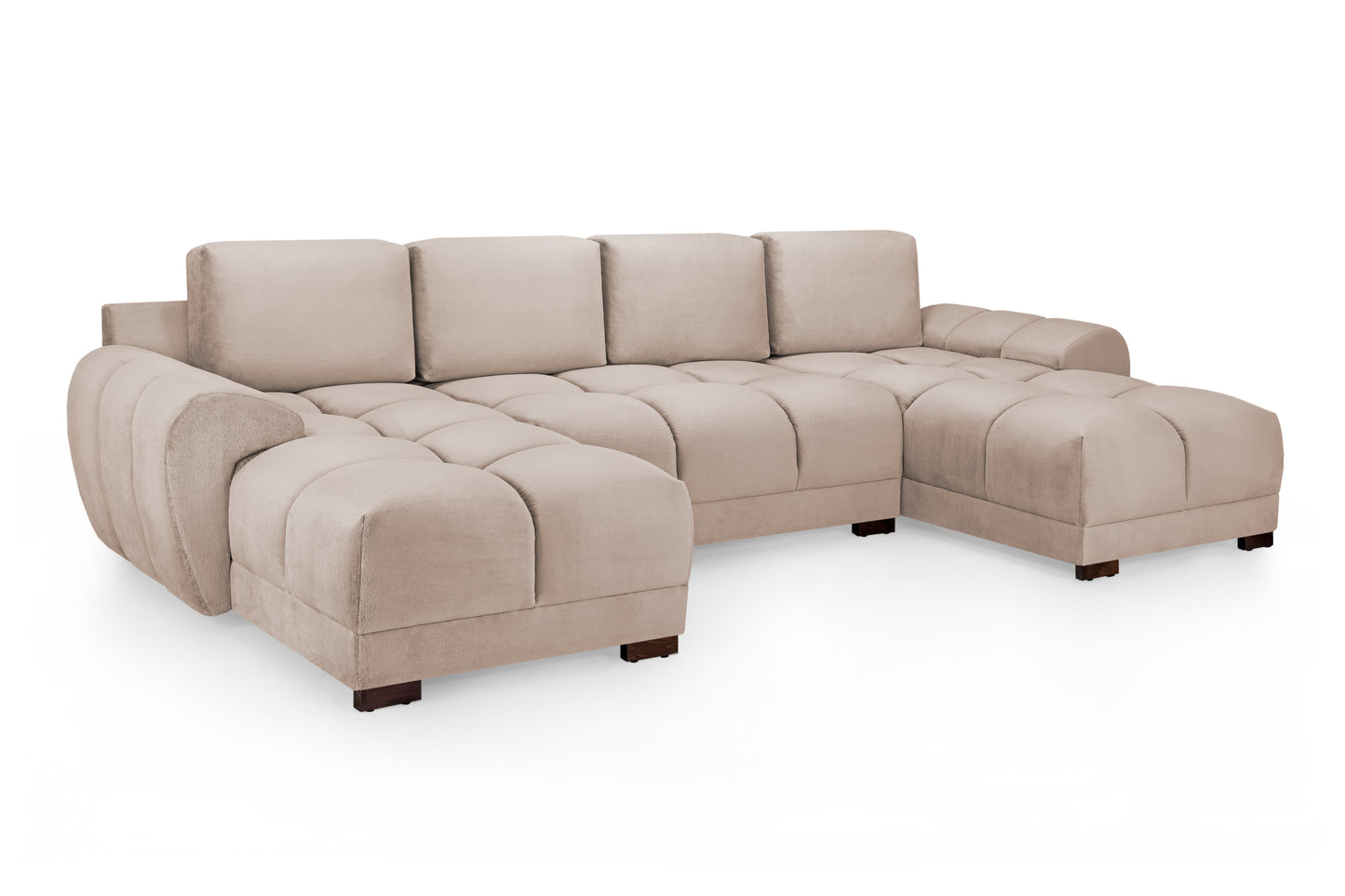 Azzuro Mocha Velvet U Shape Corner Sofa