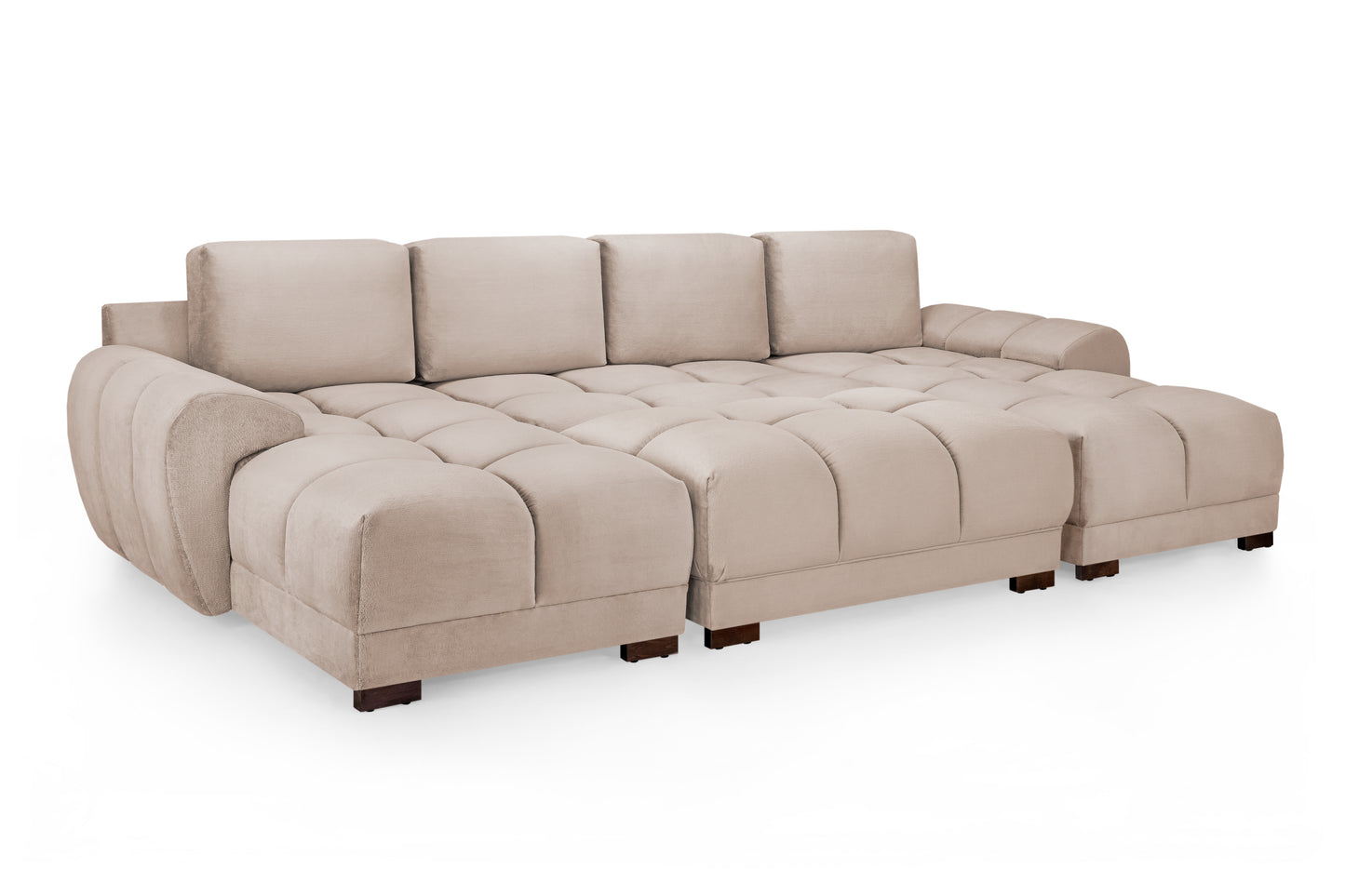 Azzuro Mocha Velvet U Shape Corner Sofa