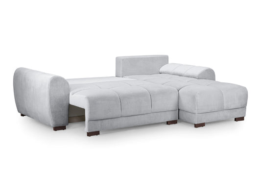 Azzuro Grey Velvet Universal Corner Sofa Bed