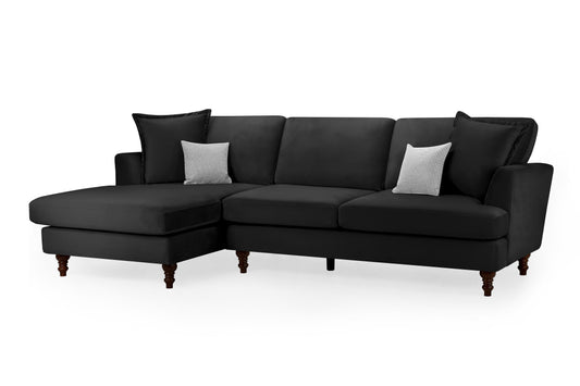 Bari Black Fabric Left Hand Corner Sofa