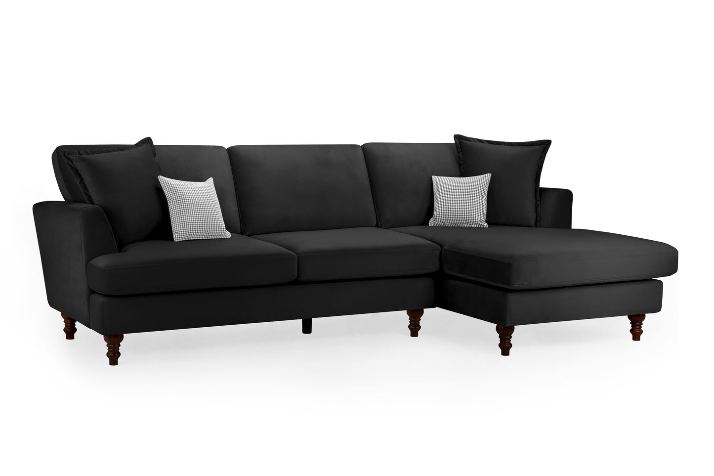 Bari Black Fabric Right Hand Corner Sofa