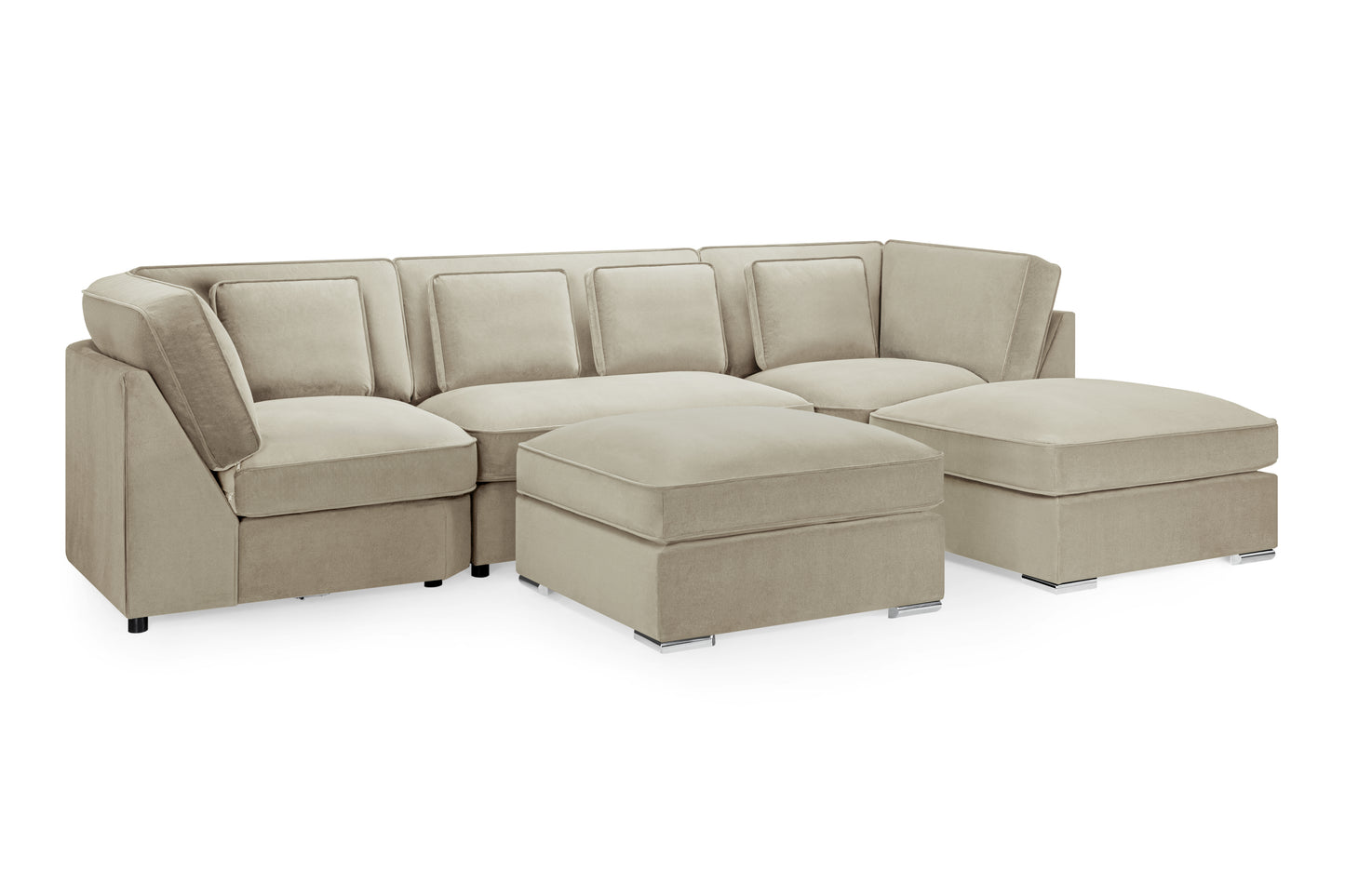 Belgravia Beige Velvet U Shape Corner Sofa
