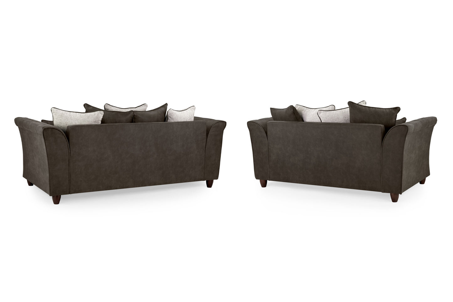 Bella Black/White Velvet 3 Seater and 2 Seater Sofa Set