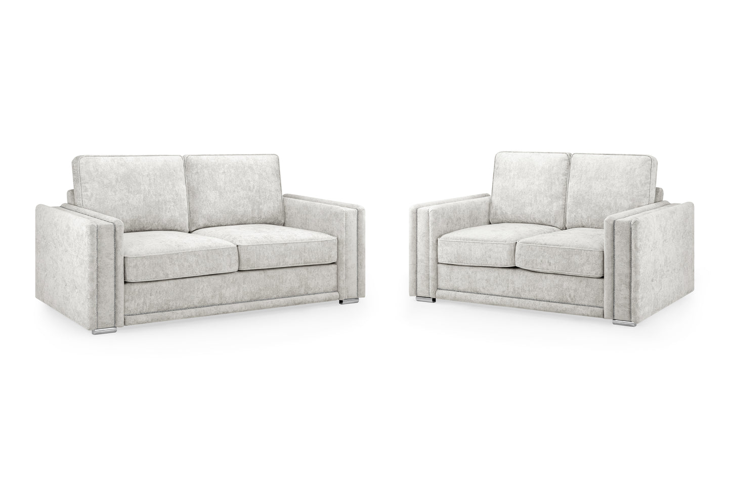 Bentley Silver Fabric 3 Seater and 2 Seater Sofa Set