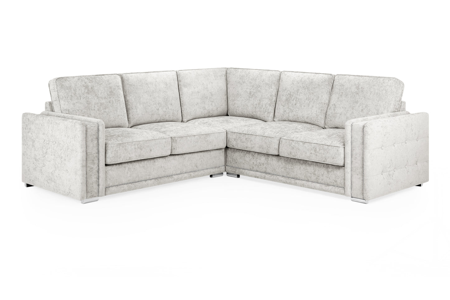 Bentley Silver Fabric Large Corner Sofa