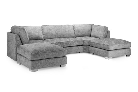 Bishop Platinum Fabric Fullback U Shape Corner Sofa