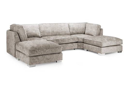 Bishop Truffle Fabric Fullback U Shape Corner Sofa