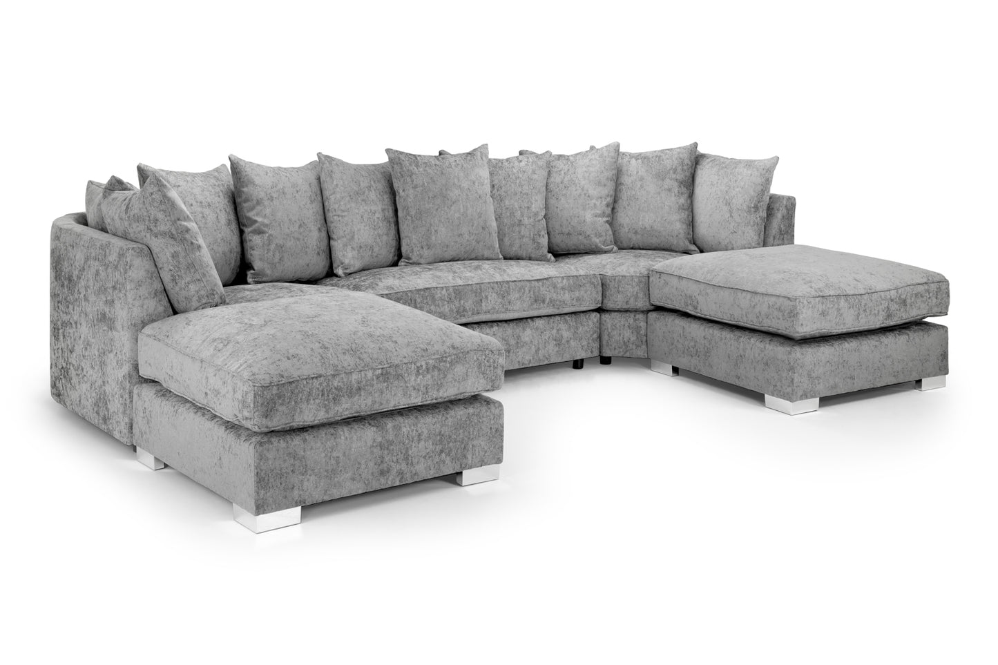 Bishop Platinum Fabric Scatter back U Shape Corner Sofa