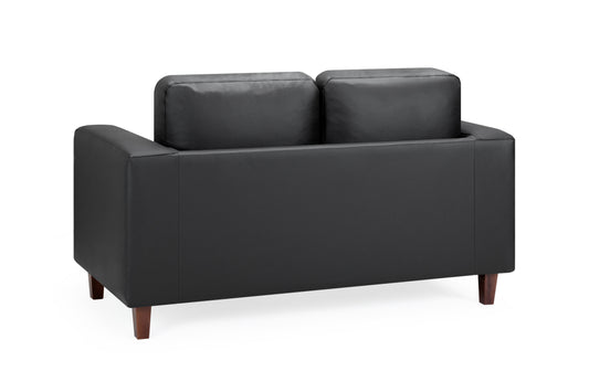 Box Black Faux Leather 2 Seater Sofa