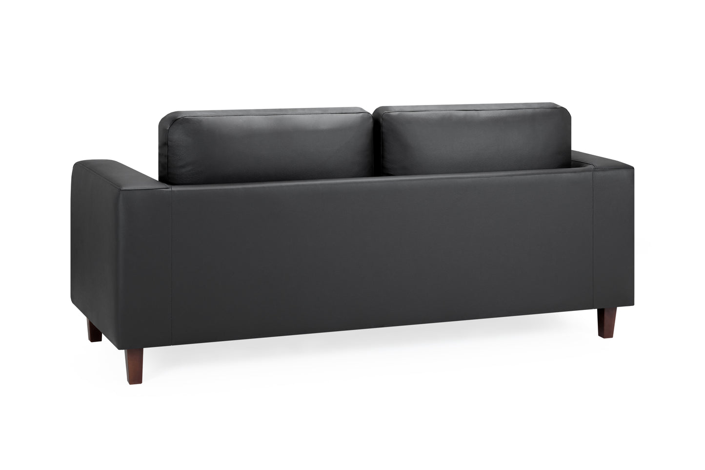 Box Black Faux Leather 3 Seater Sofa