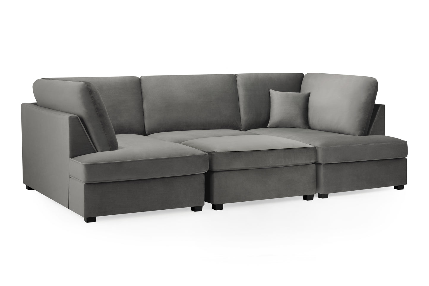 Carnaby Grey Plush Velvet U Shape Corner Sofa