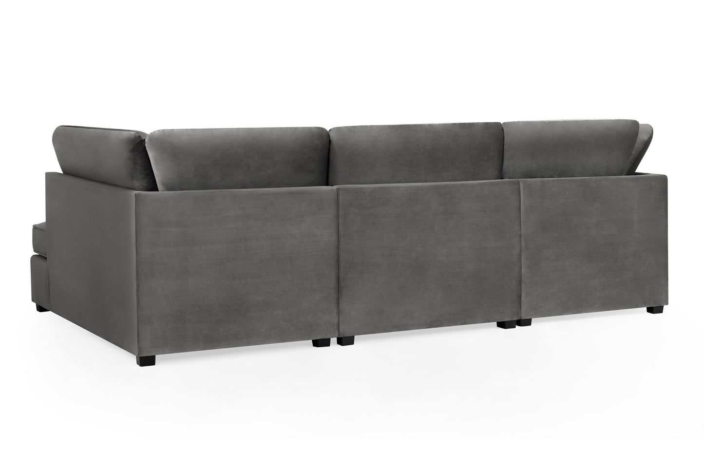 Carnaby Grey Plush Velvet U Shape Corner Sofa