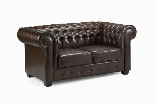 Chesterfield Antique Brown 2 Seater Sofa