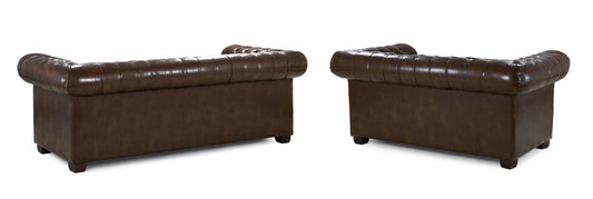 Chesterfield Antique Brown 3 Seater and 2 Seater Sofa