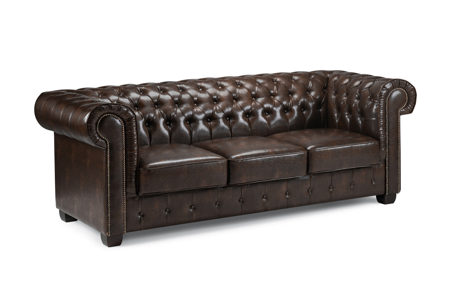 Chesterfield Antique Brown 3 Seater Sofa