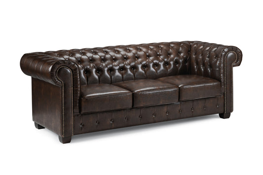 Chesterfield Antique Brown 3 Seater Sofa