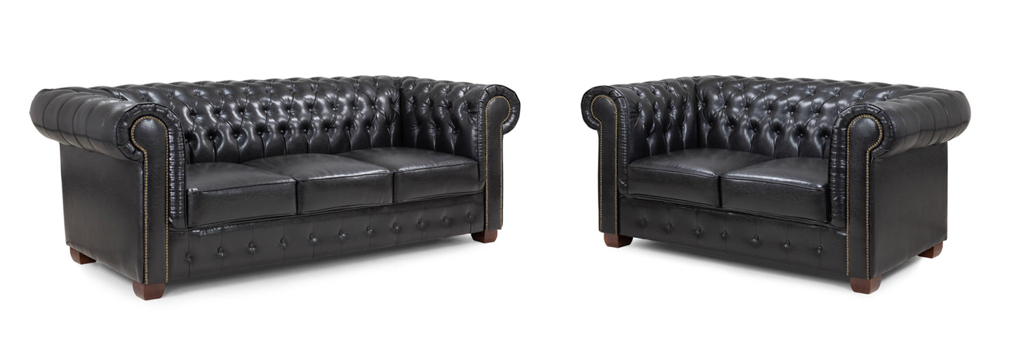 Chesterfield Black 3 Seater and 2 Seater Sofa