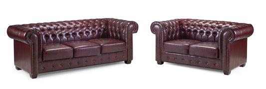 Chesterfield Oxblood Red 3 Seater and 2 Seater Sofa