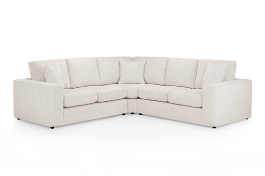 Chestnut Cream Plush Fabric Large Corner Sofa