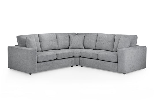 Chestnut Grey Plush Fabric Large Corner Sofa