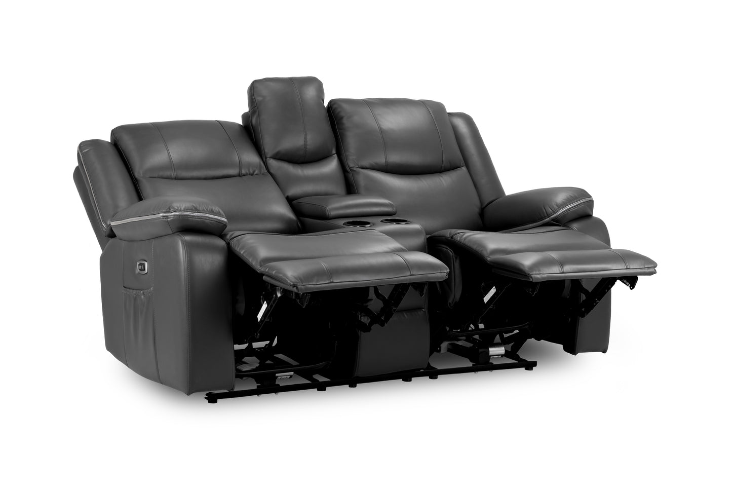 Harald Black Leather Electric Recliner 3 Seater and 2 Seater Sofa Set