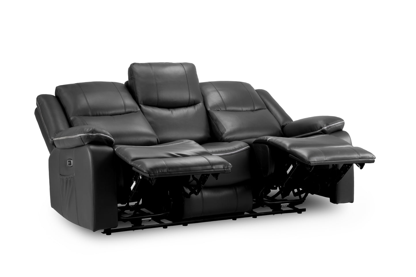 Harald Black Leather Electric Recliner 3 Seater and 2 Seater Sofa Set
