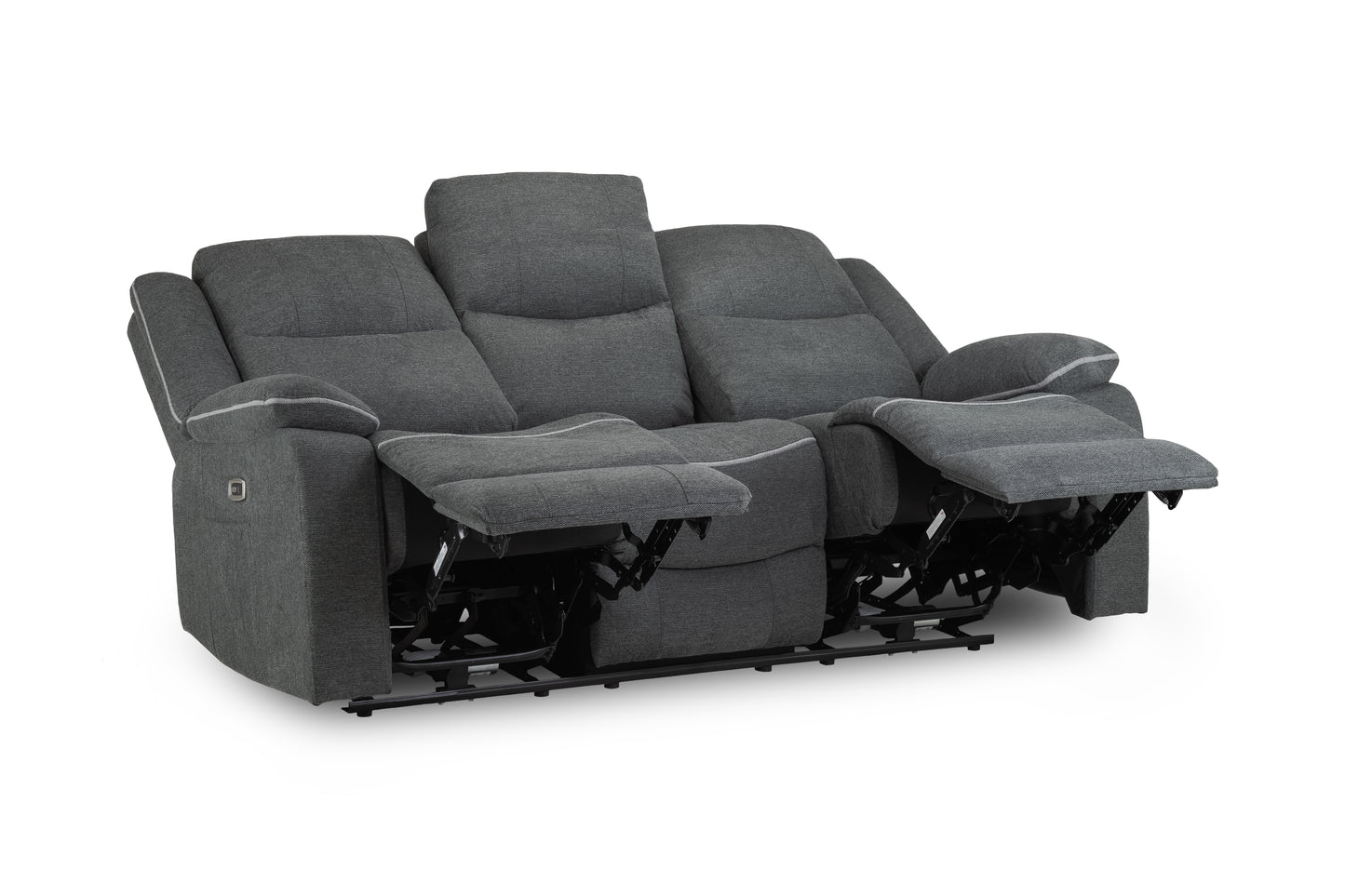 Harald Grey Fabric Electric Recliner 3 Seater and 2 Seater Sofa Set