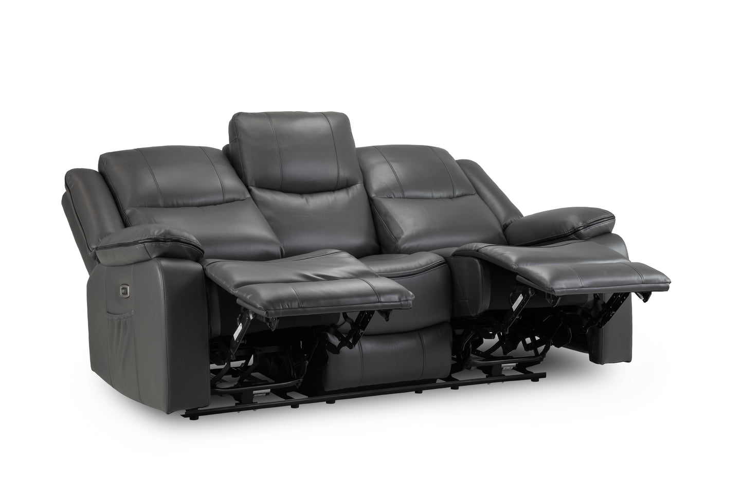 Harald Grey Leather Electric Recliner 3 Seater and 2 Seater Sofa Set