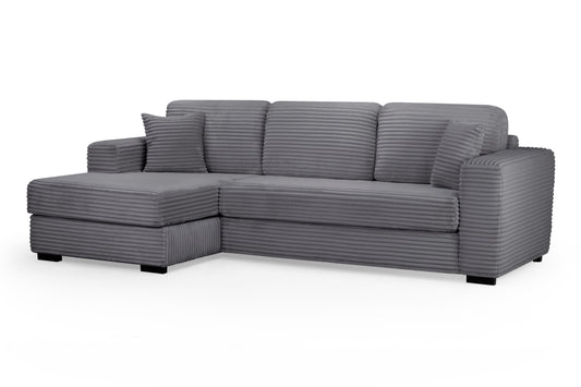 Harmony Grey Jumbo Cord Left Hand Corner Sofa