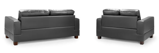 Jerry Black Leather 3 and 2 Seater Sofa
