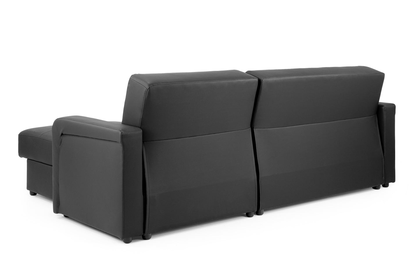 Kair Black Leather Universal Corner Sofa Bed