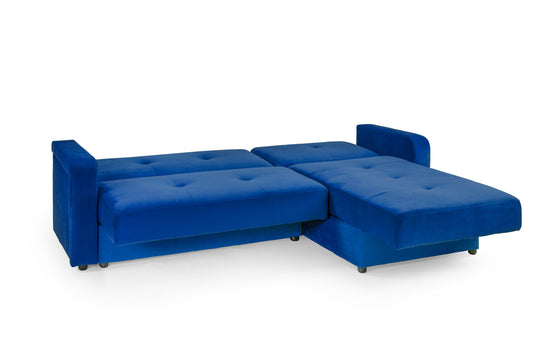 Kair Blue Plush Fabric Universal Corner Sofa Bed