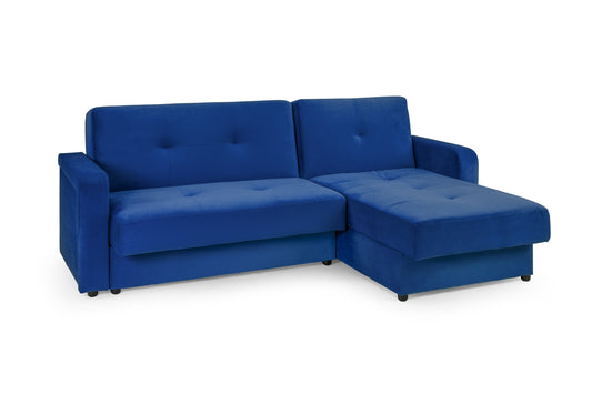 Kair Blue Plush Fabric Universal Corner Sofa Bed